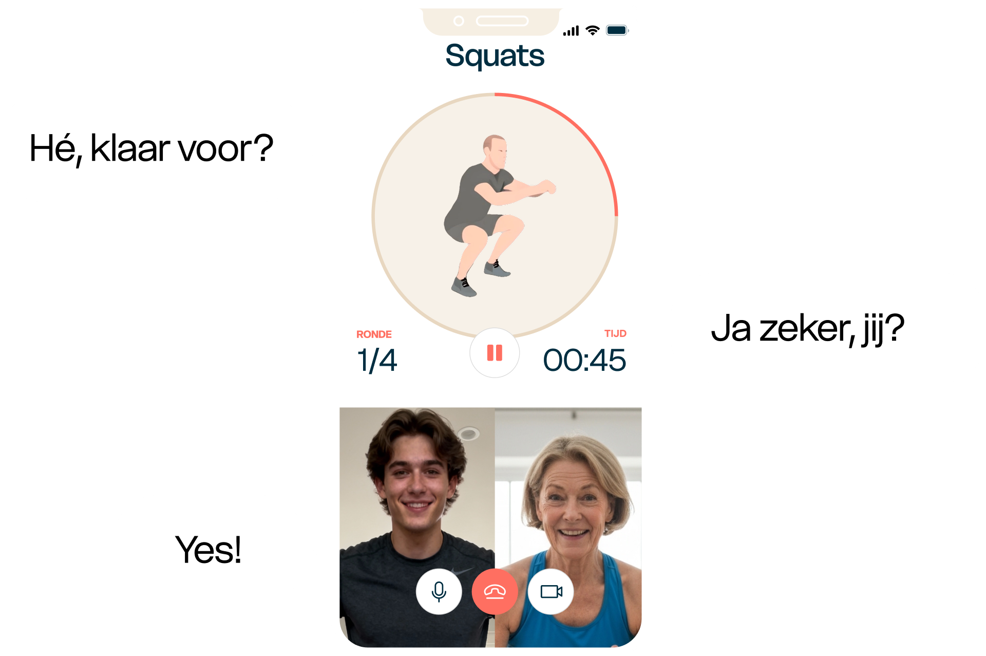 Voorbeeld van de FitFit app tijdens het sporten